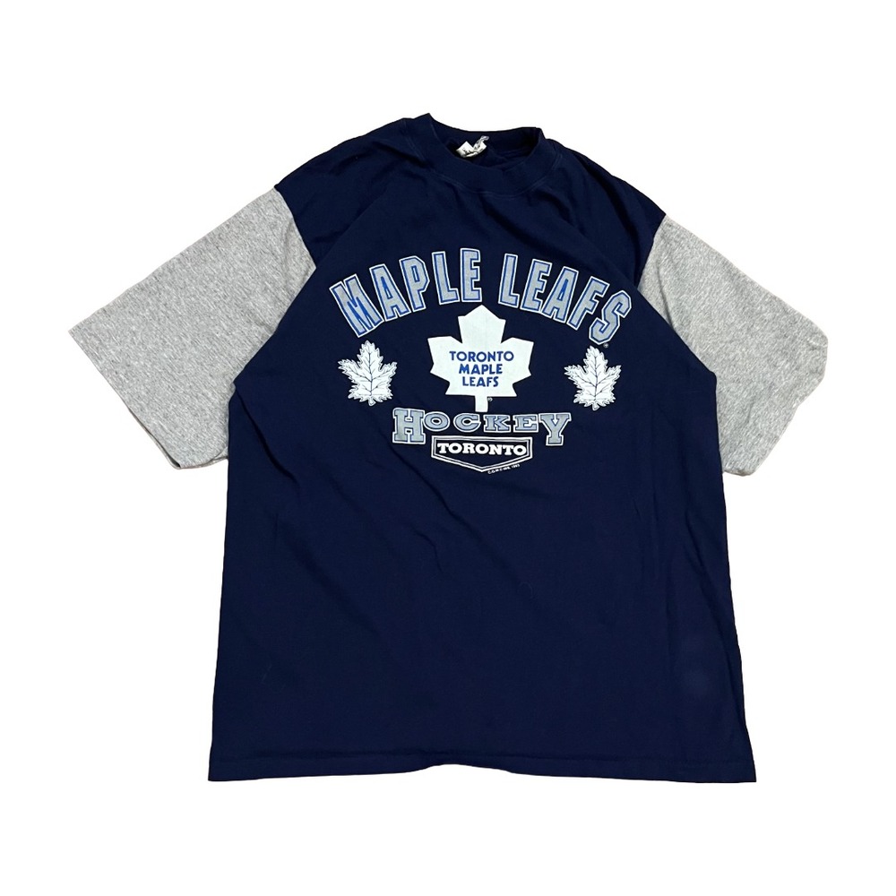 Vintage Toronto Maple Leafs Single Stitched T Shirt Size Large NHL Hockey Waves